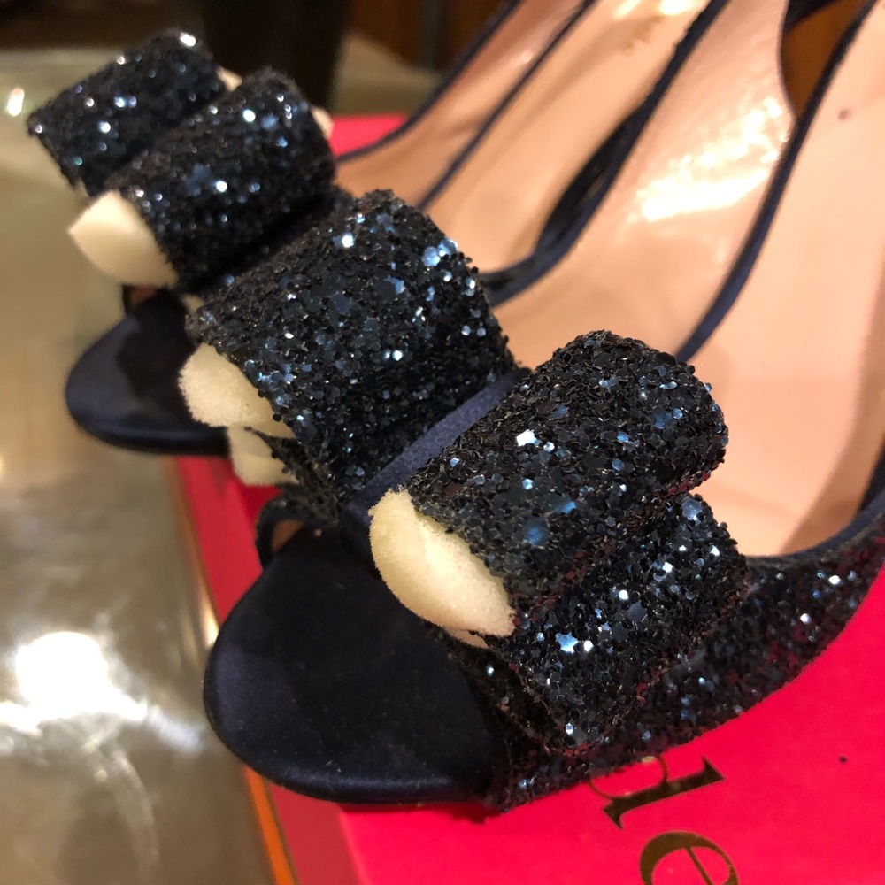 Kate Spade women navy / glitter heel shoes - Picture 7 of 8